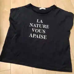 値下げ シンプリティシエ フレンチスリーブロゴTシャツ　ネイビー