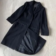 ★希少★フェンディ★チェスターコート★トリムレザー★黒★ステッチ★