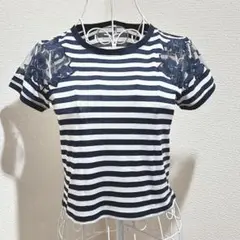 【ロイヤルパーティ】キッズサイズ　ボーダー シアーTシャツ　サイズ38