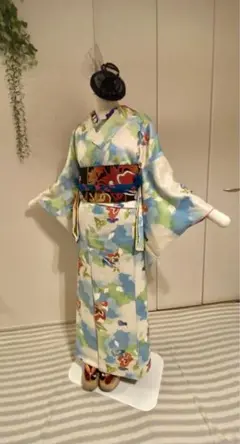 着物☆青空と緑で爽やか(袷、正絹)
