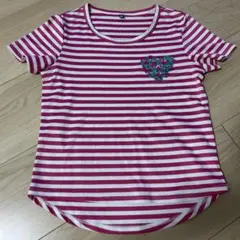 ストライプ柄Tシャツ 130サイズ ハート刺繍