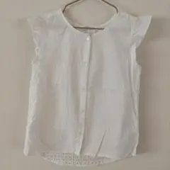 美品⭐H&M ホワイト フリル袖 半袖シャツ 100cm