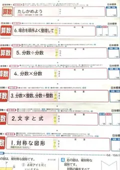 小学6年　算数　1学期　カラーテスト　啓林館　日本標準
