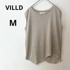 VILLDヴィルド M リネン混 ノースリーブ Tシャツ トップス ベージュ