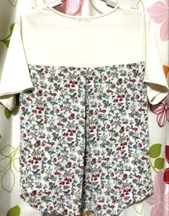 GLOBAL WORK 花柄裾付き半袖シャツ L