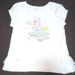 120★メゾピアノ★キャンディー付き！うさぎ＆ロゴ刺繍Ｔシャツ★