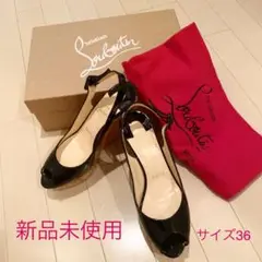 新品未使用 クリスチャンルブタン ウェッジソールサンダル 36 ブラック