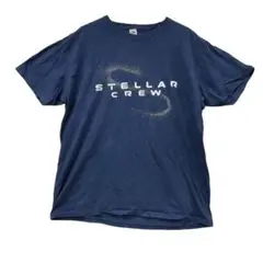 フルーツオブザルーム メンズTシャツ 紺 L 銀ラメ模様 宇宙 流星【5036】