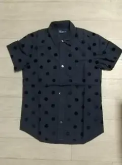 FRED PERRY ネイビー ドット柄 半袖シャツ　水玉　ⅩS　F4334