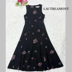 【美品】ロートレアモン　ノースリーブ　ロング丈　ワンピース　花柄　ベルト　2
