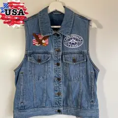 【アメリカ古着❗️】エディーバウアー デニムジャケット ジージャン 刺繍ロゴ