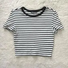 【美品】ZARA♡ボーダー ストライプ 半袖 クロップドTシャツ Sサイズ