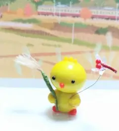 ガラス細工ミニチュア　ヒヨコ秋バージョン