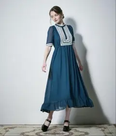 はしごリボン使いジョーゼットロングワンピース アンアナザーアンジェラス