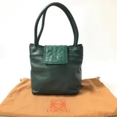 【美品】9B135/ロエベ/ハンドバッグ/オーストリッチ/ナッパレザー/グリーン