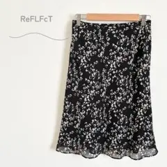 リフレクト　膝丈スカート　シフォン　花びら　ハート柄　さらっと　薄手