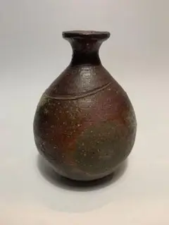 ◆D-97◆  第17代・木村玉舟先生　備前焼扁壺花器　共箱◆ ◇D-97◇ 第17代・木村玉舟先生 備前焼扁壺花器 共箱
