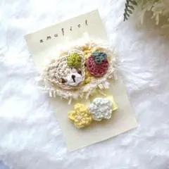 くまのモチーフ ヘアクリップ イエロー
