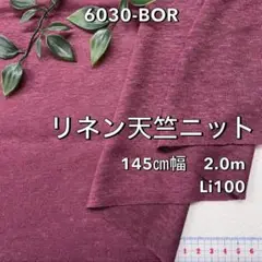 NO,6030-BOR 145㎝幅 2.0m リネン天竺ニット　ボルドー　無地