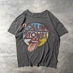 Q39 古着80s復刻RollingStones バンドTシャツ　グレーフェード