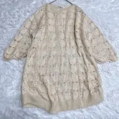 LANCETTI ランチェッティ　クリーム　レース　ニット F 透かし編み　美品