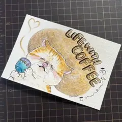 はるかおいらすと⭐︎猫とコーヒーのポストカード