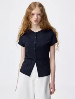 GU フロントボタンポインテールTシャツ