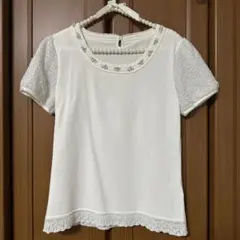 courrèges クレージュ サマーニット 半袖 ブラウス トップス 38