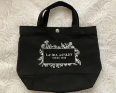 LAURA ASHLEY キャンバスロゴミニトートバッグ　ブラック