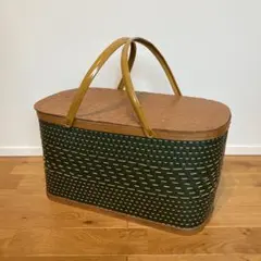 【希少】バーリントンホークアイピクニックバスケット アメリカ購入グリーン 緑色 Burlington Hawkeye バーリントン ピクニックバスケット