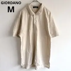 4890 GIORDANOジョルダノ【美品】ベージュ 半袖ポロシャツ　刺繍ロゴ