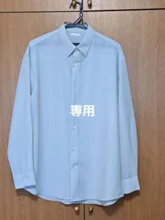 GUメンズライトグレー長袖ドレスシャツ
