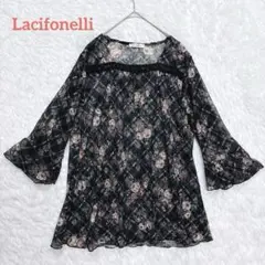 ラシフォネリ/ シアーチュニック　花柄　2XL シャツ　カットソー　エレガンス