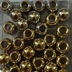 【30個】大穴ビーズ ゴールド シルバー アクリル