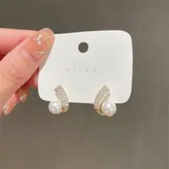 大好評♡　シンプル　ピアス　ストーン　パール　S925　ゴールド　エレガント
