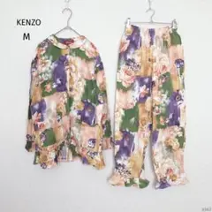 ケンゾー|レディース花柄ルームウェアセットアップ【M】裾フリル カラフル 派手