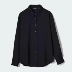 UNIQLOユニクロ カジュアルシャツ【L】長袖 ブラック レーヨン 薄手 夏服