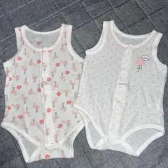 ワゴンSALE❣️ベビー　肌着　ロンパース　フラミンゴ　2枚セット　60