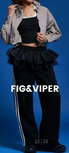 【新品】FIG&VIPER（フィグアンドバイパー）フリルスウェットパンツ黒