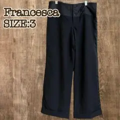 francesca フランチェスカ ウールパンツ 3　黒 日本製 ハイウエスト