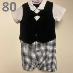 フォーマル　ロンパース　80 ブラック　千鳥格子　FIRST COUNT