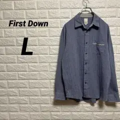 ファーストダウン　First Down シャツ　【L】　ブルー　長袖　ゆったり