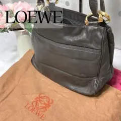 【大人気】ロエベ アナグラム ダークブラウン ナッパレザー ゴールド金具