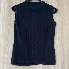 ユキコハナイ紺ノースリーブ ニット トップス