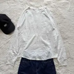 G5【ギャップ】クルーネックTシャツ　長袖　白　綿100% シンプル　無地　M