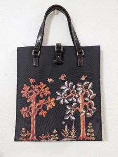 島野三秋の花鳥モチーフトートバッグ 34.5×31.5×8.5cm 366g