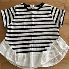 ボーダー半袖シャツ フリル付きブランシェス女の子