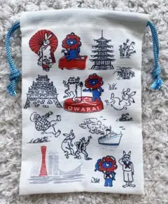 新品　関西万博　ミャクミャク　鳥獣戯画コラボ　巾着　三都柄