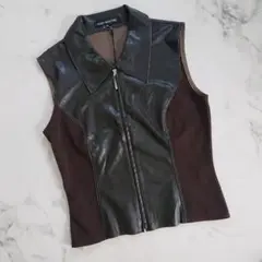 ☆新品未使用☆FOXY NEW YORK☆切り替えベスト 人工皮革☆M