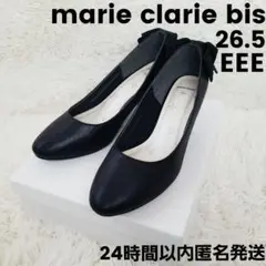 【極美品】marie clarie bis　リボンパンプス　26.5　EEEE